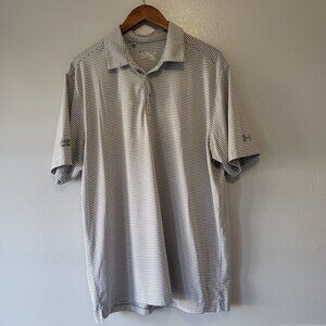 Under‎ Armour Men's White Gray Stripe Loose Golf Polo Shirt XL  The Royal Fox